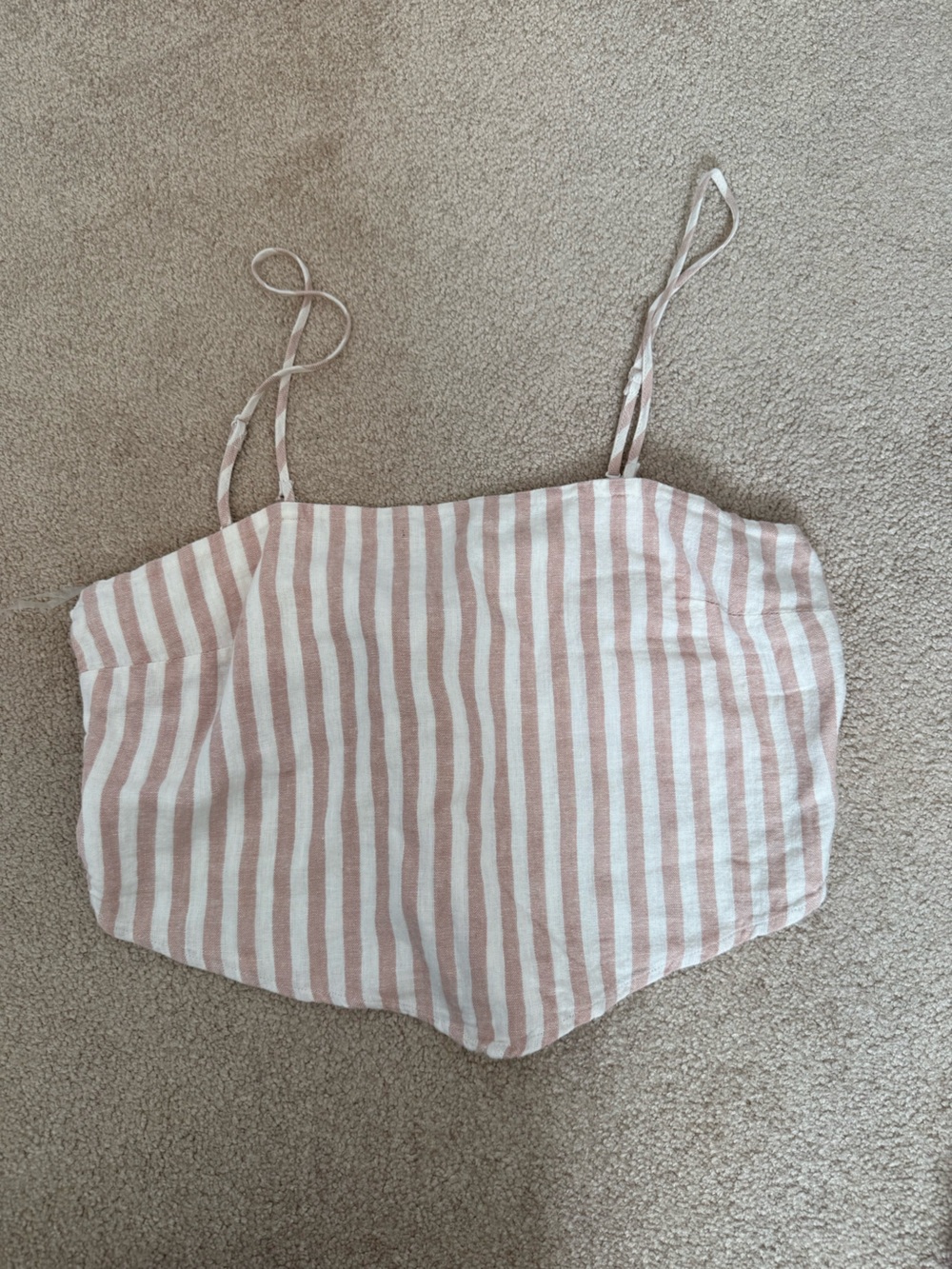 a new day Pink and White Striped Spaghetti Strap Bandeau-Style Crop Top